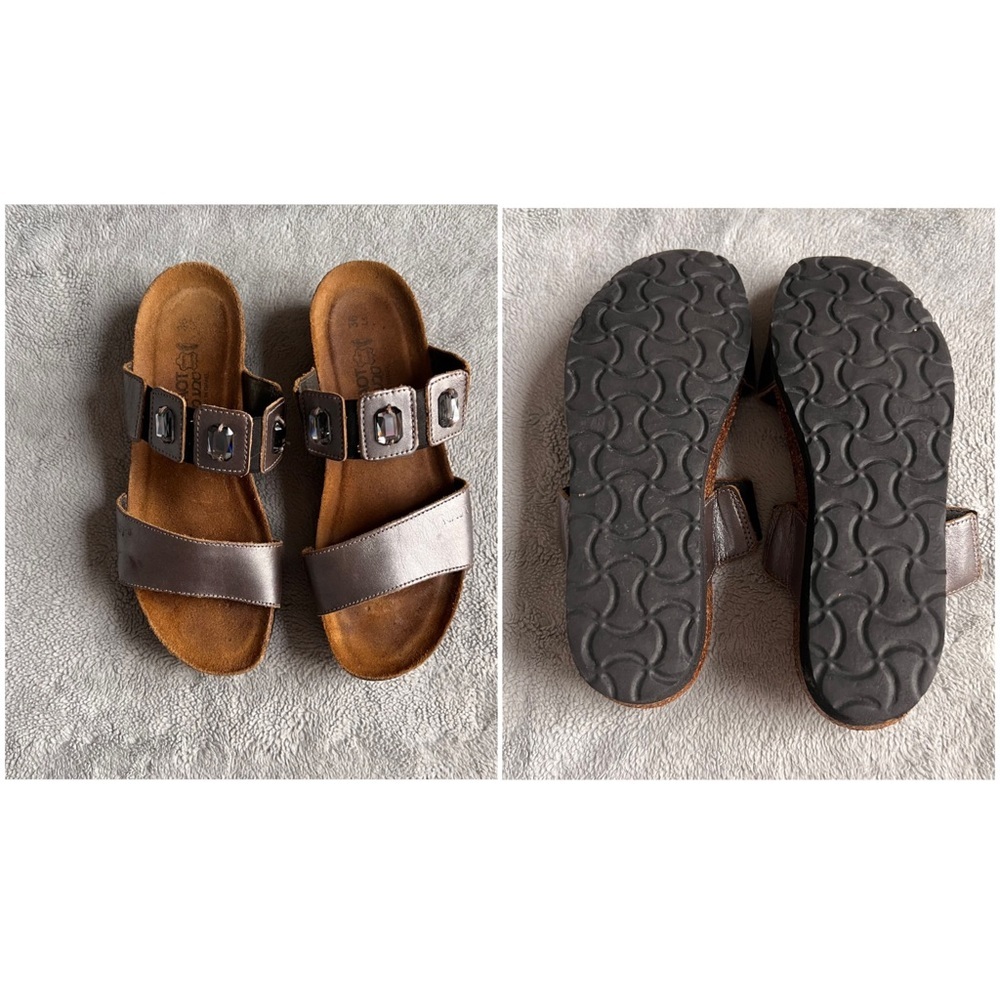 Naot  Michele Rhinestone Jewel Bejeweled Strappy Cork Comfort Sandal Silver Gray - Picture 3 of 15